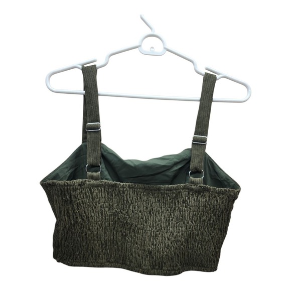 SHEIN Green Corduroy Crop Top L Y2K Minimalist Adjustable Strap NWT Trendy - Picture 2 of 9